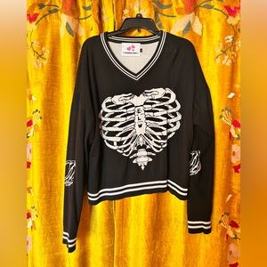 Unisex Eternal love world skeleton reversible knit pullover sweater